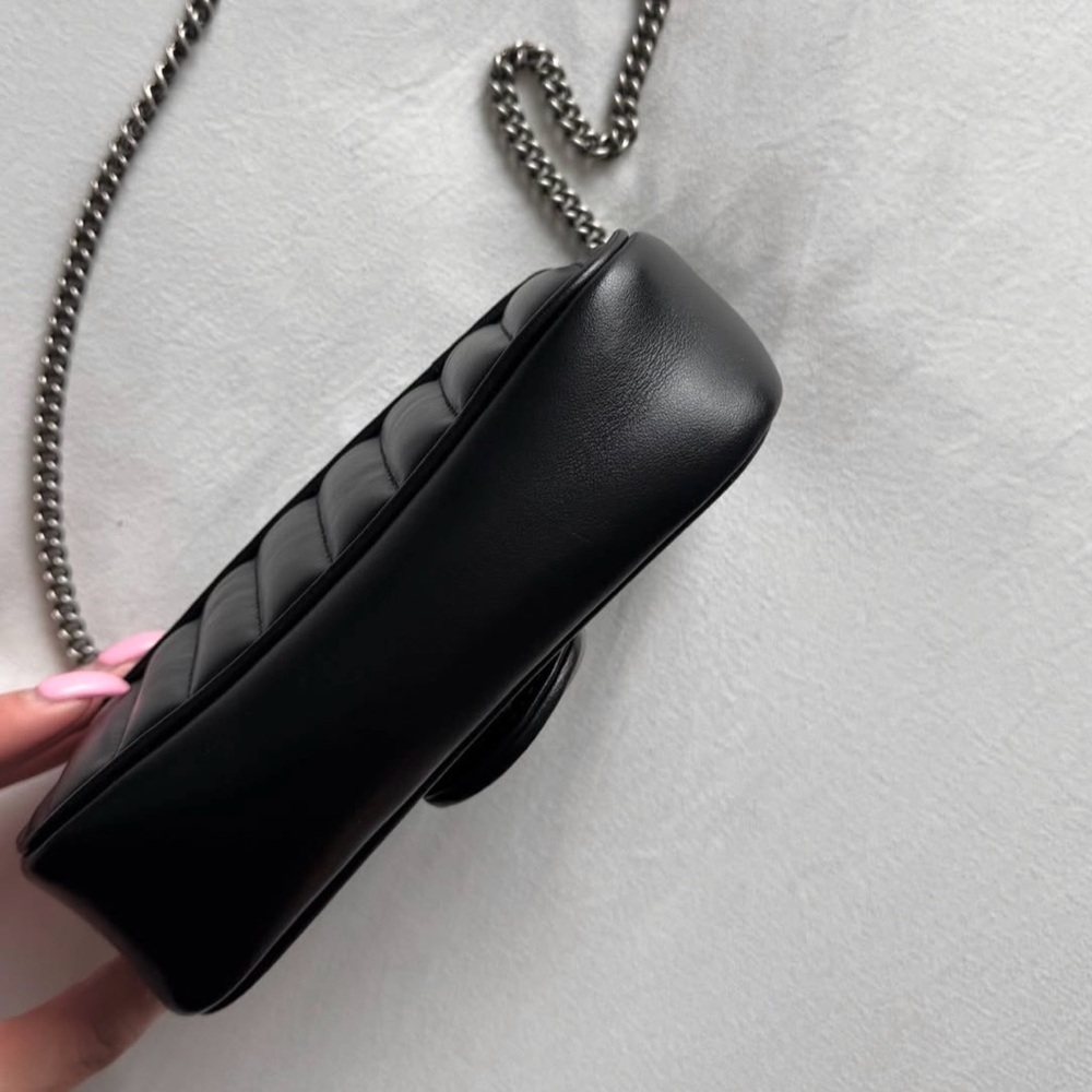 Gucci Super Mini GG Marmont Bag / BLACK + SILVER - Picture 11 of 11